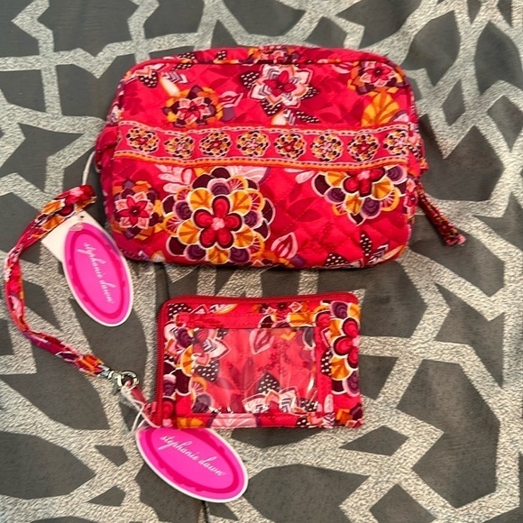 Stephanie Dawn NWT Dottie Pop Medium Cosmetic Bag & ID Wristlet Set - Picture 1 of 4